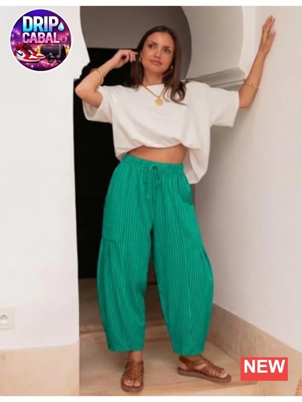 Womens Cotton Linen Wide Leg Palazzo Pants Drawstring Elastic Waist Boho